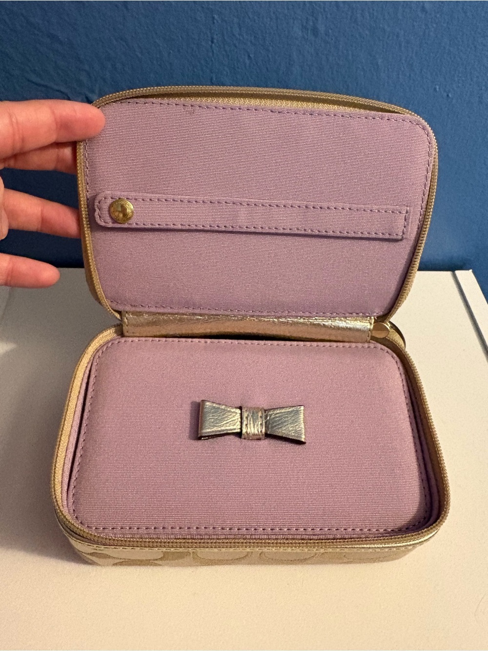 Coach Vintage Poppy Travel Jewelry Box Signature Satin Silk - Picture 4 of 7